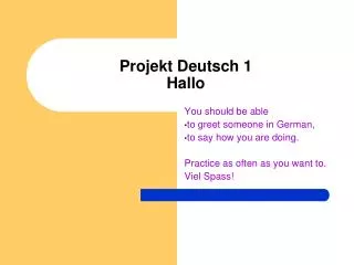 Projekt Deutsch 1 Hallo