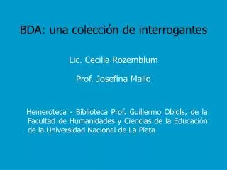 bda una colecci n de interrogantes