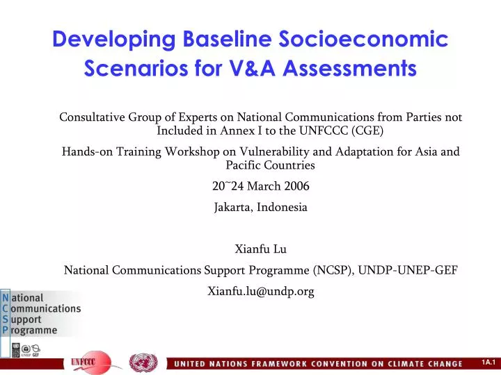 developing baseline socioeconomic scenarios for v a assessments