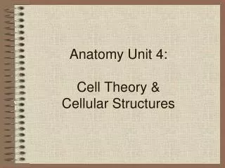 Anatomy Unit 4: Cell Theory &amp; Cellular Structures