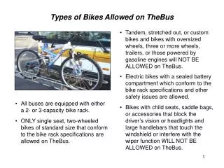 Types of Bikes Allowed on TheBus