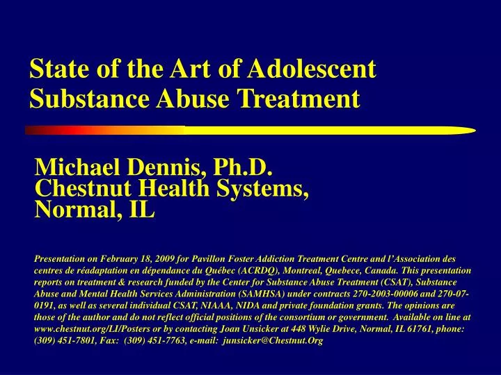 state of the art of adolescent substance abuse treatment