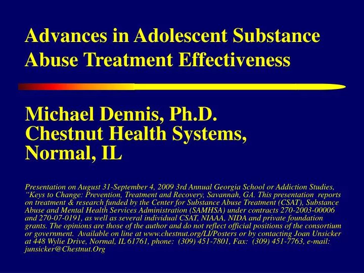 advances in adolescent substance abuse treatment effectiveness