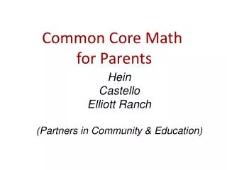 Common Core Math for Parents
