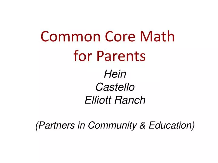 common core math for parents