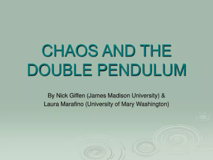 chaos and the double pendulum