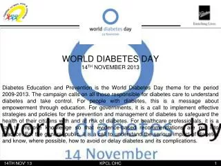 WORLD DIABETES DAY 14 TH NOVEMBER 2013