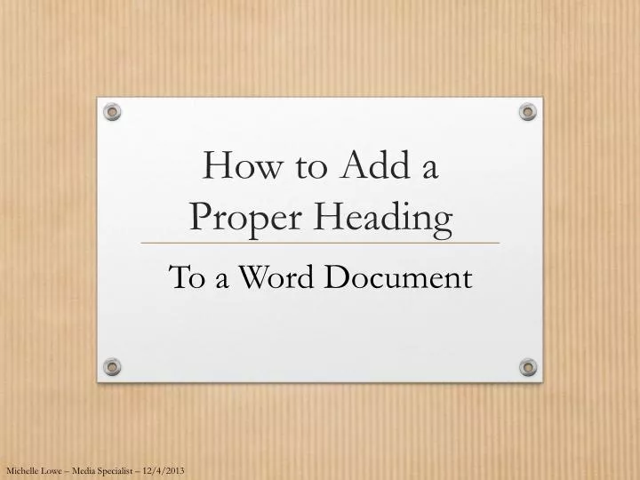 how to add a proper heading
