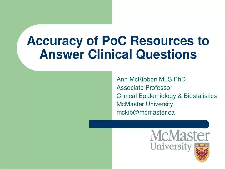 accuracy of poc resources to answer clinical questions