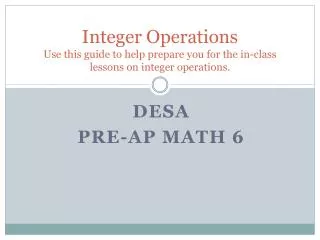 DESA Pre-AP math 6