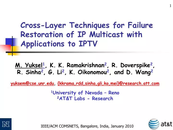 cross layer techniques for failure restoration of ip multicast with applications to iptv