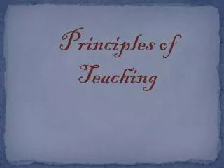 Principles of Teaching