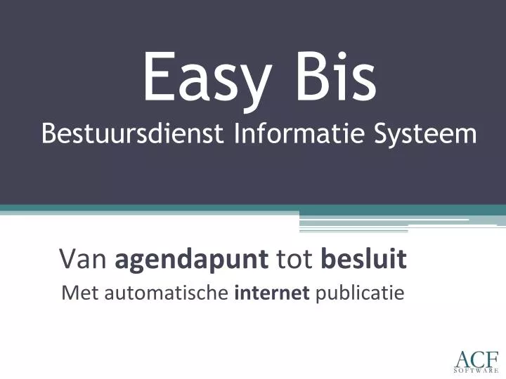 easy bis bestuursdienst informatie systeem