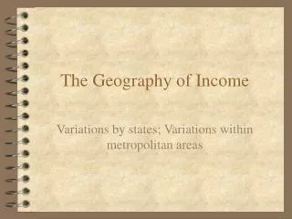 The Geography of Income