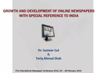 Growth and Development of Online Newspapers with Special Reference to India