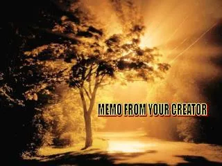 MEMO FROM YOUR CREATOR
