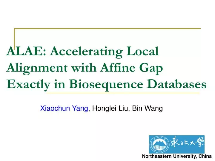 alae accelerating local alignment with affine gap exactly in biosequence databases