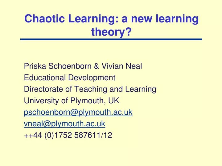 chaotic learning a new learning theory