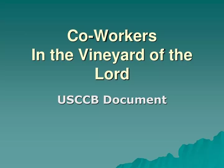 co workers in the vineyard of the lord