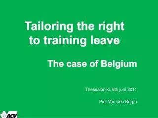 Tailoring the right to training leave The case of Belgium