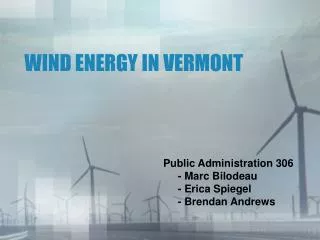 WIND ENERGY IN VERMONT