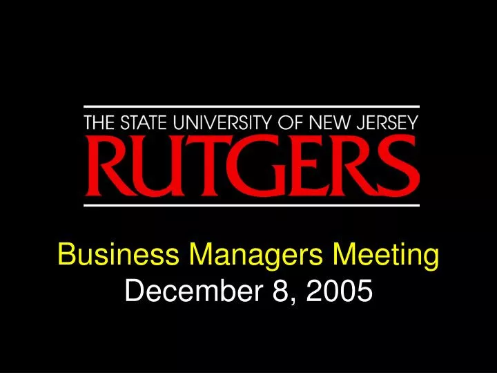 business managers meeting december 8 2005