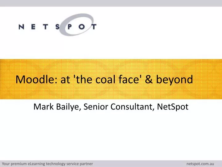 moodle at the coal face beyond