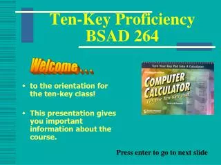 Ten-Key Proficiency BSAD 264
