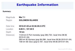 Earthquake Information