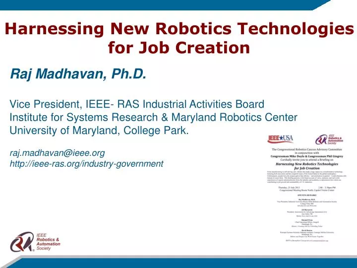 harnessing new robotics technologies for job creation