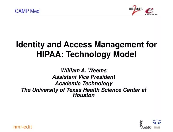 identity and access management for hipaa technology model