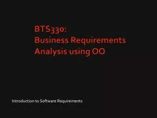 BTS330: Business Requirements Analysis using OO