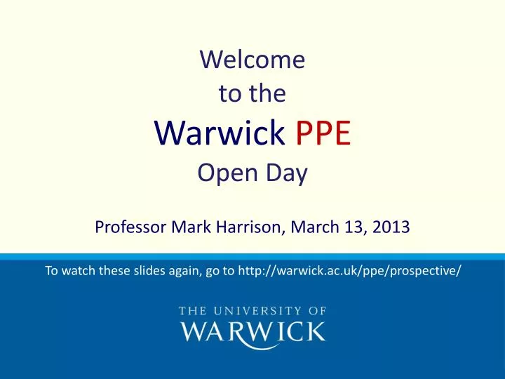 welcome to the warwick ppe open day