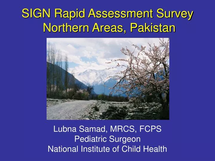 sign rapid assessment survey northern areas pakistan