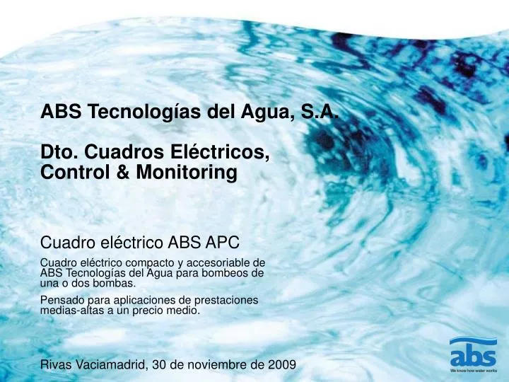 abs tecnolog as del agua s a dto cuadros el ctricos control monitoring