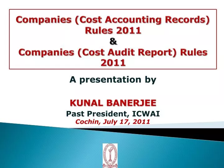 companies cost accounting records rules 2011 companies cost audit report rules 2011