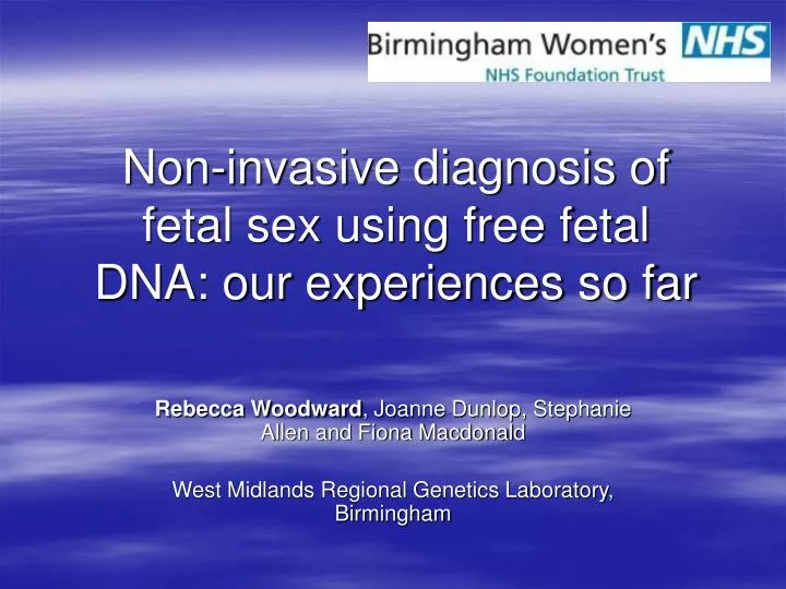 non invasive diagnosis of fetal sex using free fetal dna our experiences so far