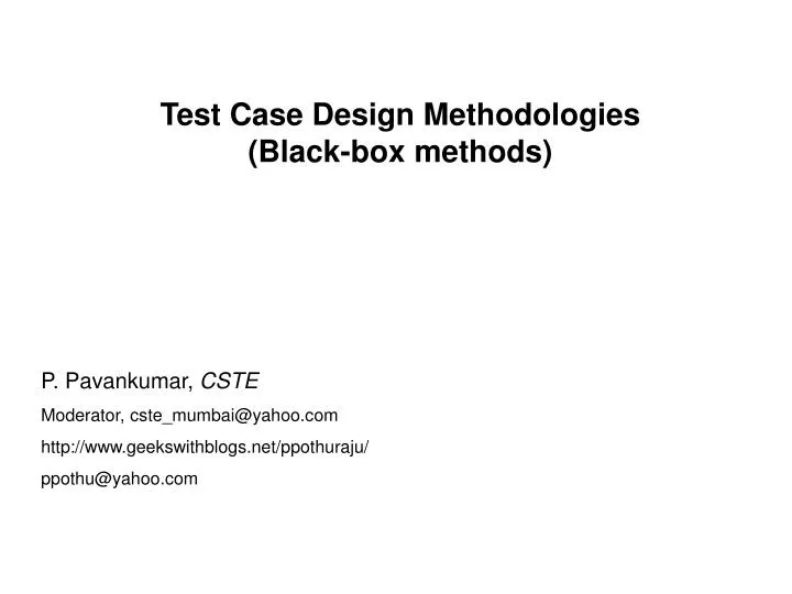 test case design methodologies black box methods