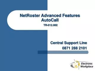 NetRoster Advanced Features AutoCall TR-012.002