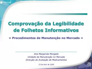 comprova o da legibilidade de folhetos informativos procedimentos de manuten o no mercado
