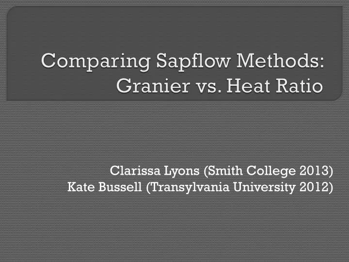 comparing sapflow methods granier vs heat ratio
