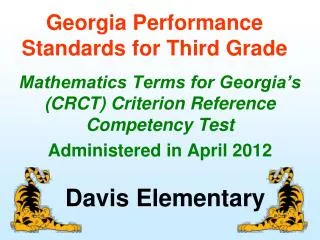 Georgia Performance Standards for Third Grade