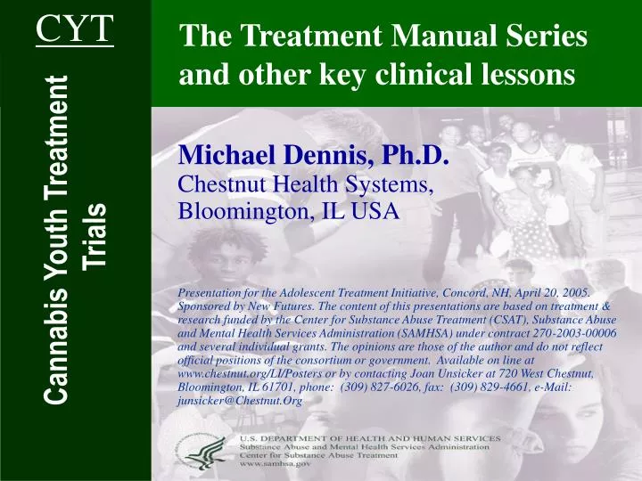 the treatment manual series and other key clinical lessons