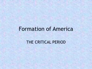 Formation of America