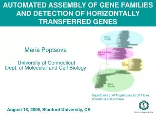 Maria Poptsova University of Connecticut Dept. of Molecular and Cell Biology