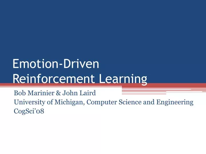 emotion driven reinforcement learning