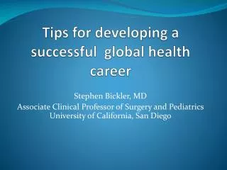 Tips for developing a successful global health career