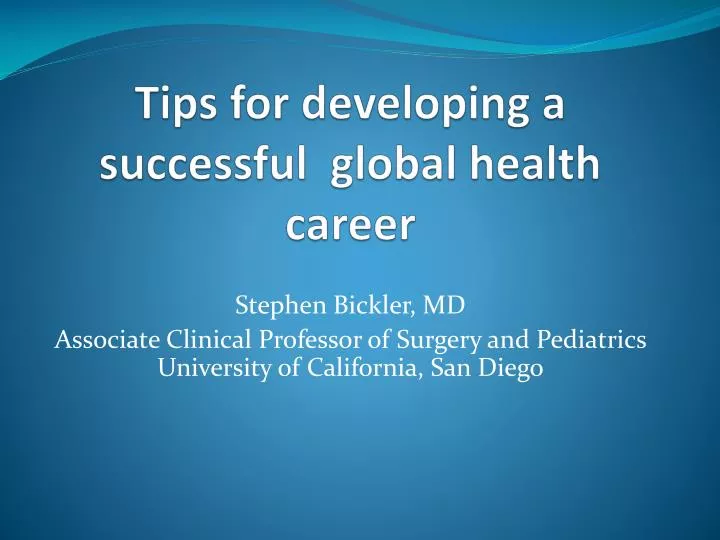 tips for developing a successful global health career