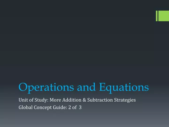 operations and equations