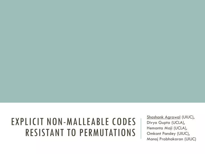 explicit non malleable codes resistant to permutations